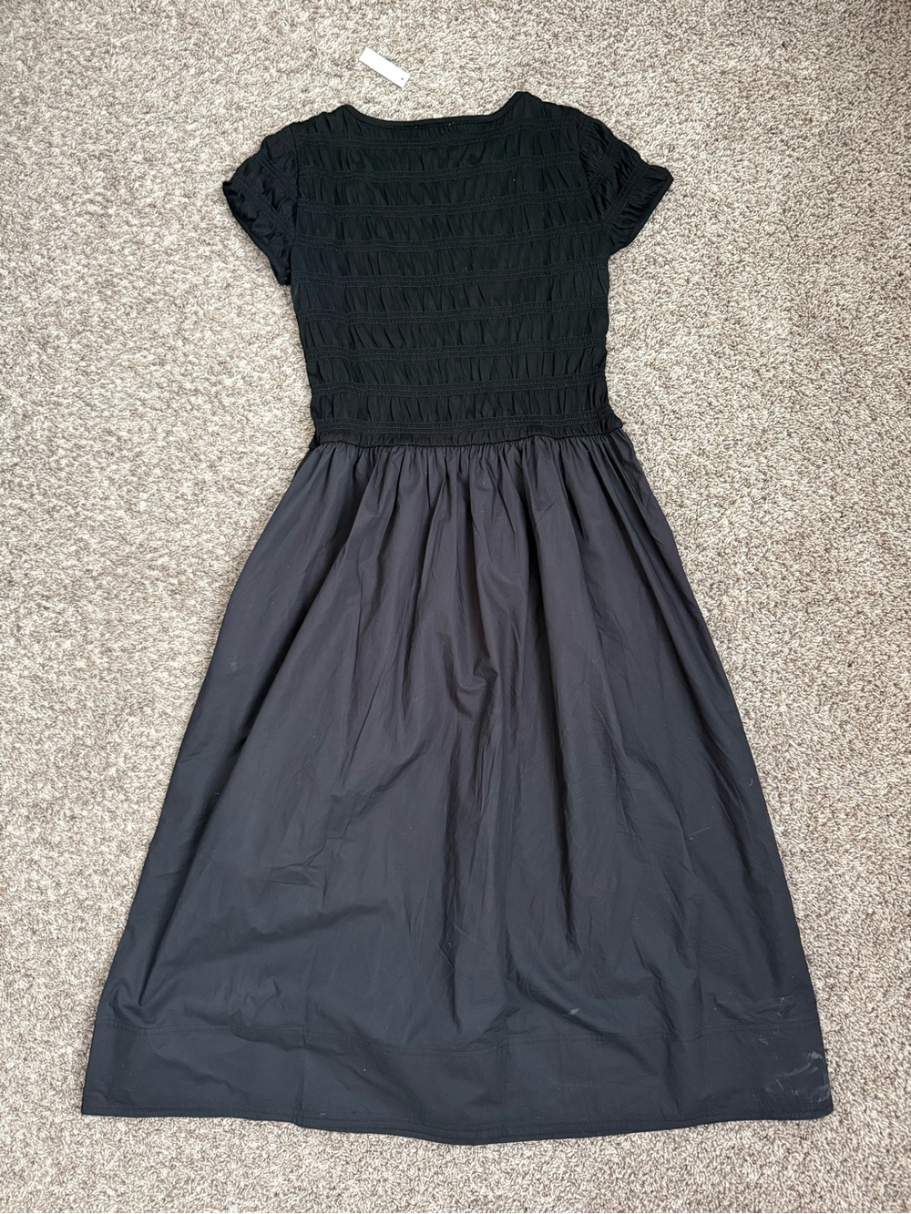 NWT Madewell Smocked Boatneck Midi Dress Jet Black - Picture 10 of 10